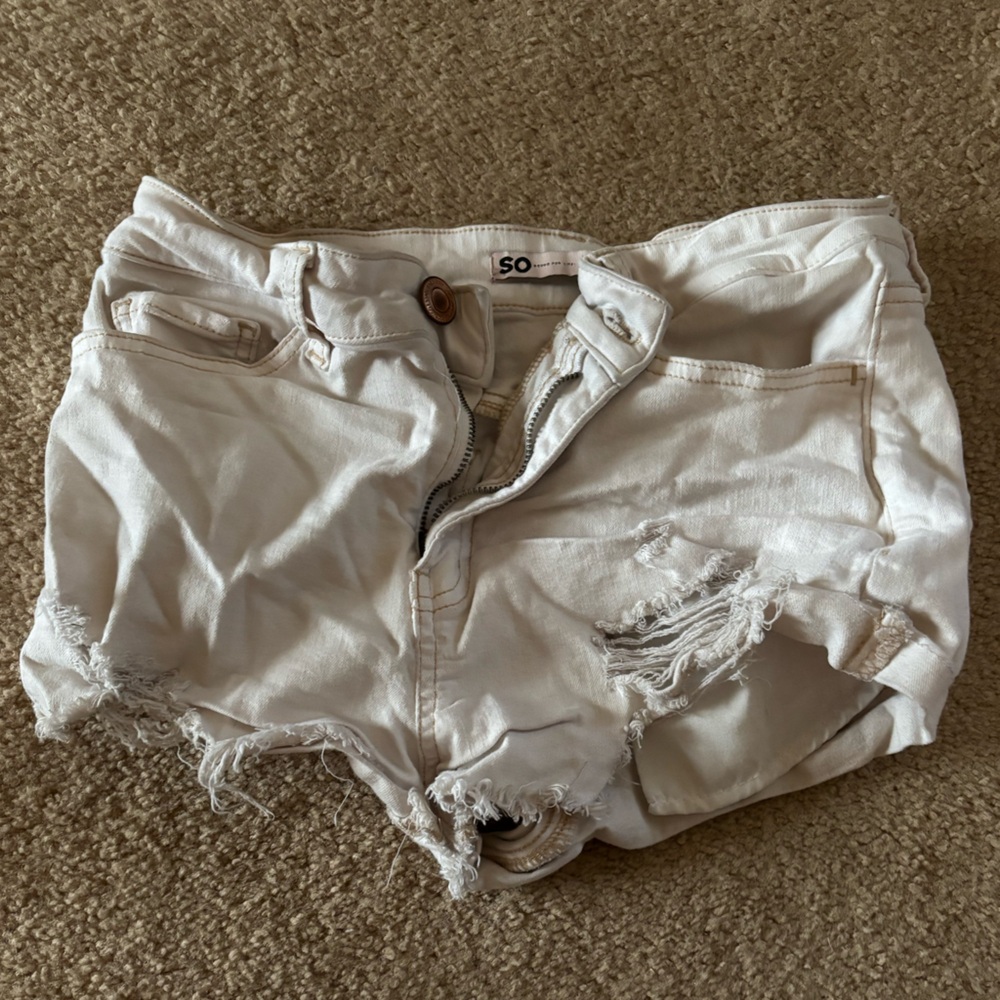 White jean shorts